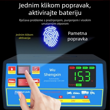 Punjač baterije za auto 12V/24V, visoke snage, automatski inteligentan, univerzalni, automatsko isključivanje pri punom napajanju
