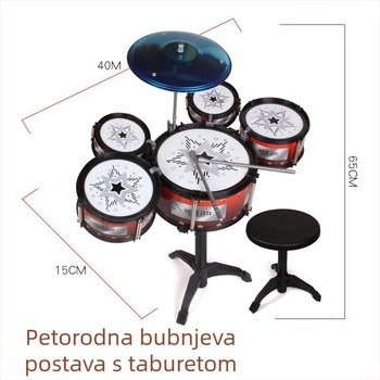 Dječji 5-dijelni bubnjarski set, model 985, glazbeni instrument igračka