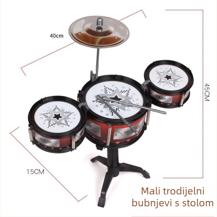 Dječji 5-dijelni bubnjarski set, model 985, glazbeni instrument igračka