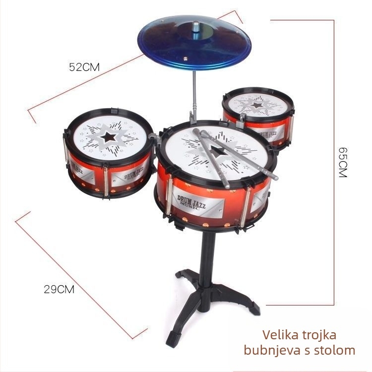Dječji 5-dijelni bubnjarski set, model 985, glazbeni instrument igračka