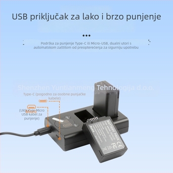 RINGTEAM DL-FW50 USB dualni punjač za NP-FW50 baterije, kompatibilan sa Sony A7M2, A7S II i A6500