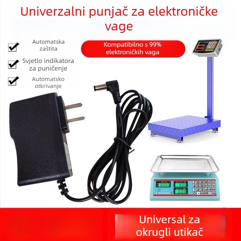 Punjač za elektronsku vagu, okrugli konektor, 4–6V, univerzalan, za Li-ion bateriju