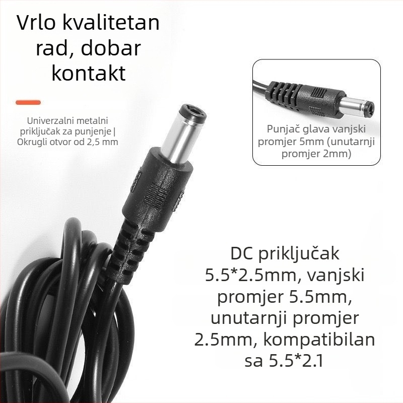 Punjač Li-ion baterija za ručni alat – 4 ćelije, izlaz 16.8V 1A, ulaz 220V, okrugli konektor 5.5 mm
