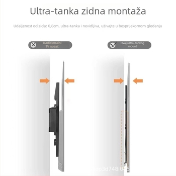 Ultra-tanki zidni nosač za TV sa bočnim pomakom i zaključnom kopčom, od hladno valjanog čelika, model CY60/80