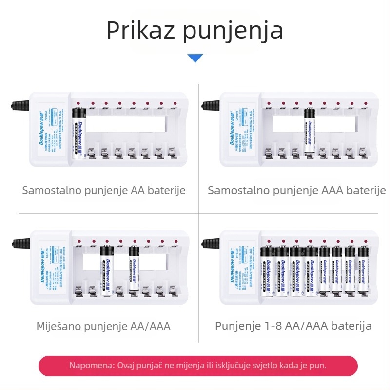 AA punjač za baterije, 8 utora Ni-MH/Ni-Cd, 1.2V 150mA, CCC certificirano