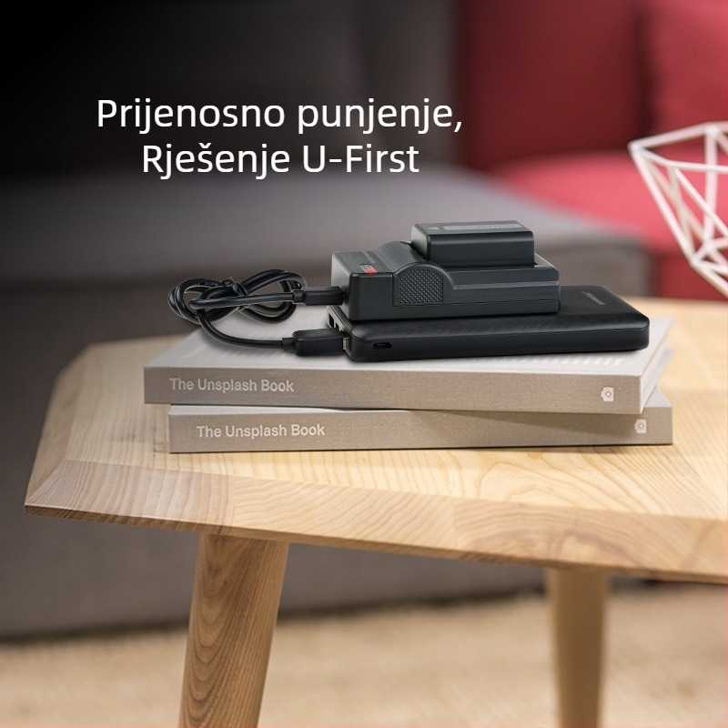 USB punjač s jednim utorom za NP-FW50 baterije, kompatibilan sa Sony A7R II, A7 II, ZV-E10 i A6300