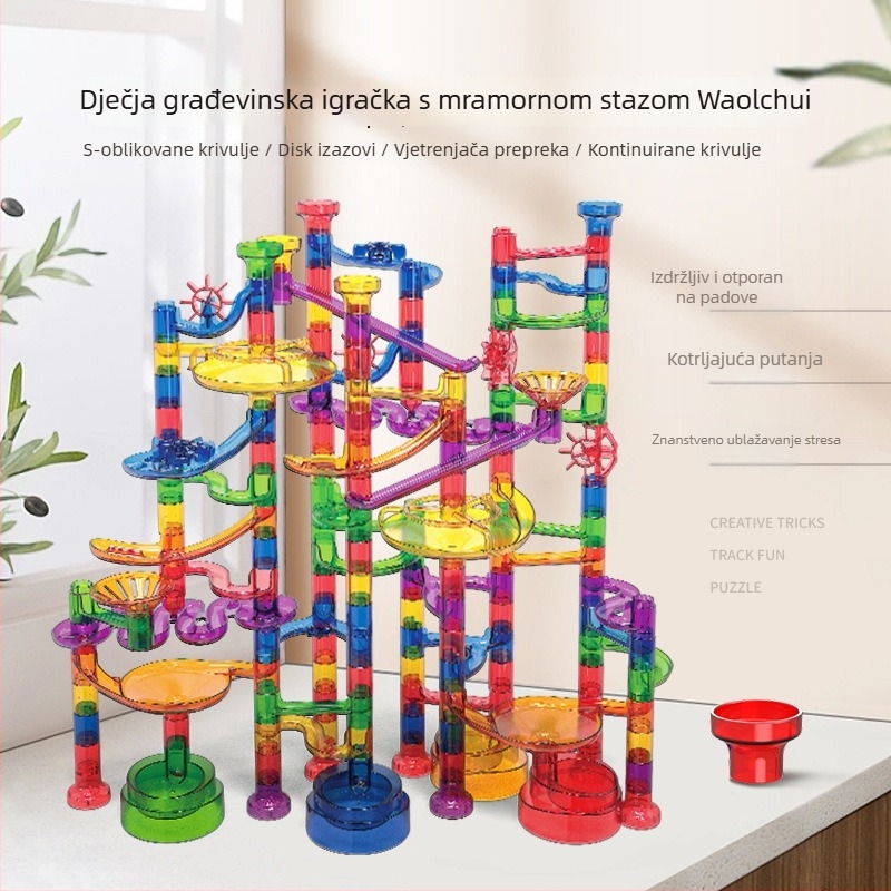 Set blokova za stazu sa lopticama – ABS plastika, baterijsko napajanje, 100–200 dijelova, za djecu 4–6 godina