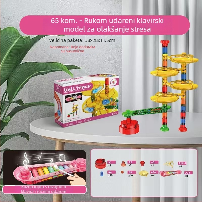 Set blokova za stazu sa lopticama – ABS plastika, baterijsko napajanje, 100–200 dijelova, za djecu 4–6 godina