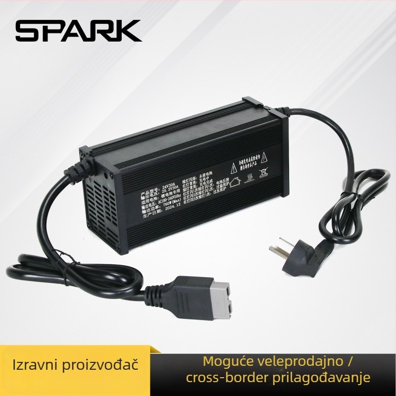 Punjač za četverokotačko električno vozilo, kompatibilan s olovno-kiselinskim i litijskim baterijama, brzo punjenje, 25.2V 30A, ulaz 180–240V