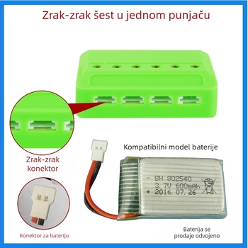 USB kutija za punjenje za 3.7V Li baterije, 6 utora, indikator punjenja, ulaz 5V 1–2,5A, izlaz 4,2V 500mA×6, CE