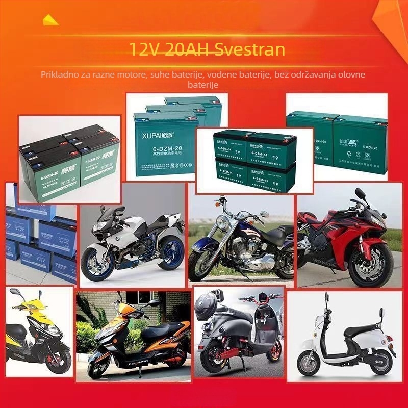 Punjač baterije za tricikl motocikl, olovno-kiselinska baterija, 12V, 1-20A, univerzalna upotreba