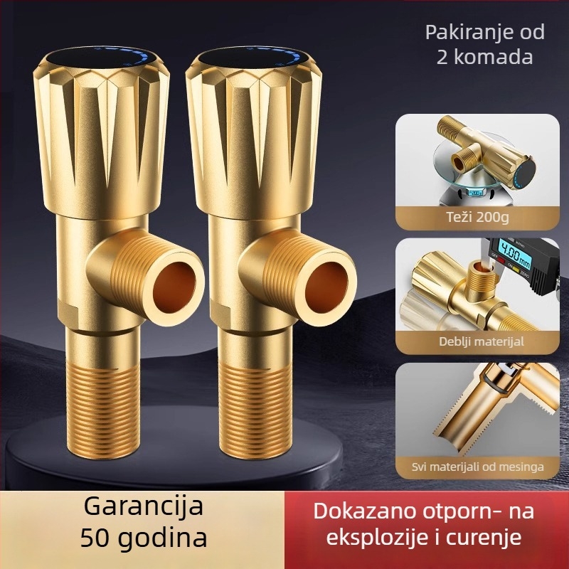 Uglovni ventil za toplu i hladnu vodu, distribucijski ventil, model 1, nehrđajući čelik, bez marke, novi kineski stil