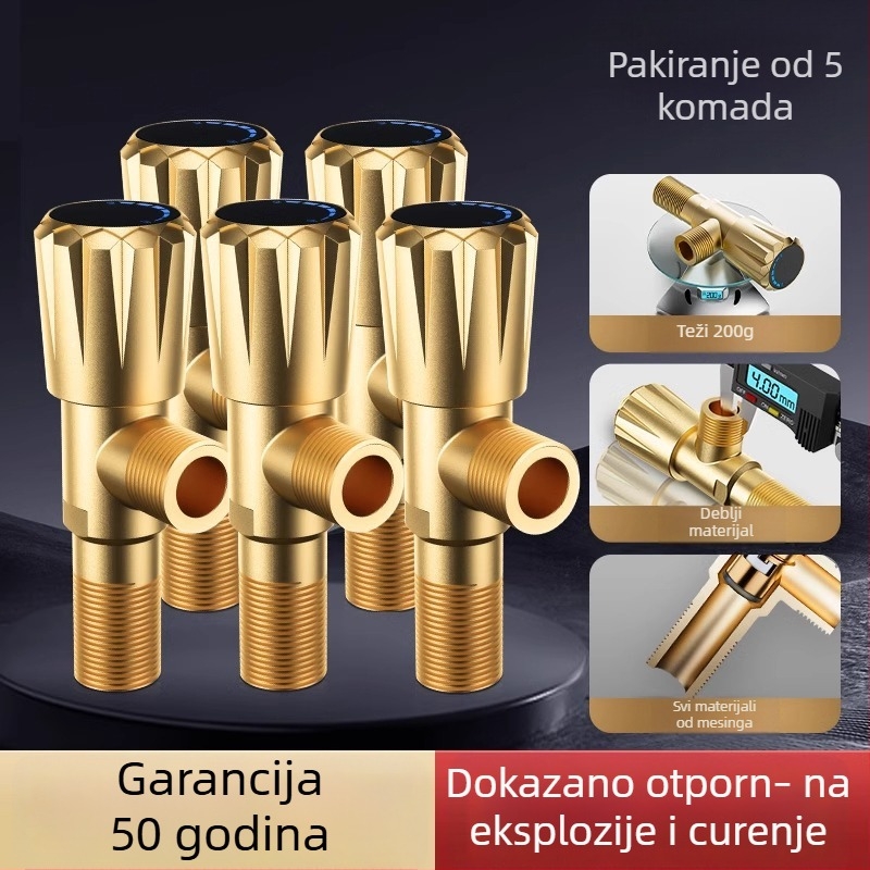 Uglovni ventil za toplu i hladnu vodu, distribucijski ventil, model 1, nehrđajući čelik, bez marke, novi kineski stil
