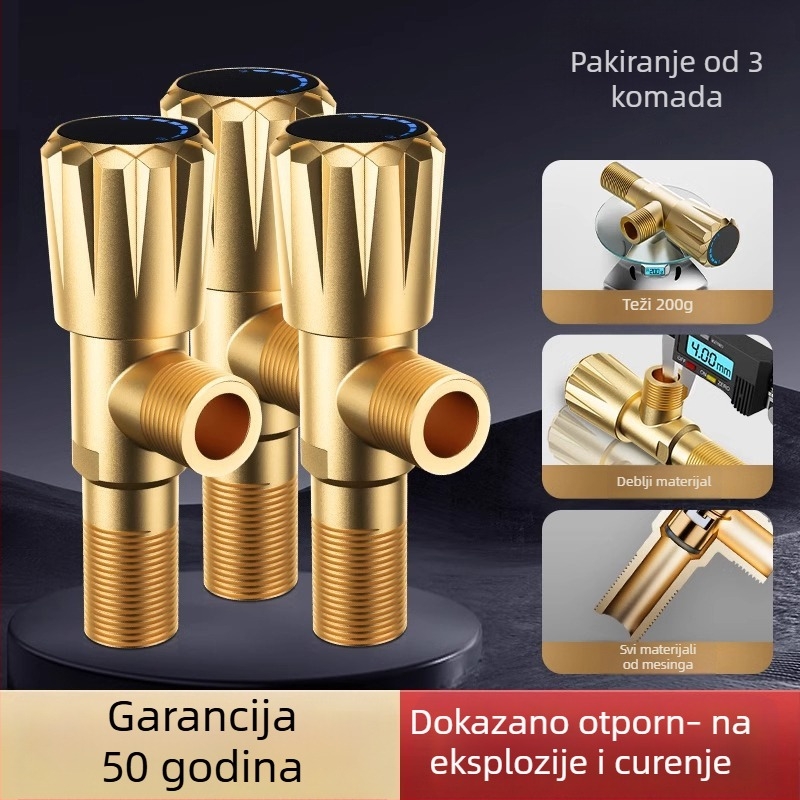 Uglovni ventil za toplu i hladnu vodu, distribucijski ventil, model 1, nehrđajući čelik, bez marke, novi kineski stil