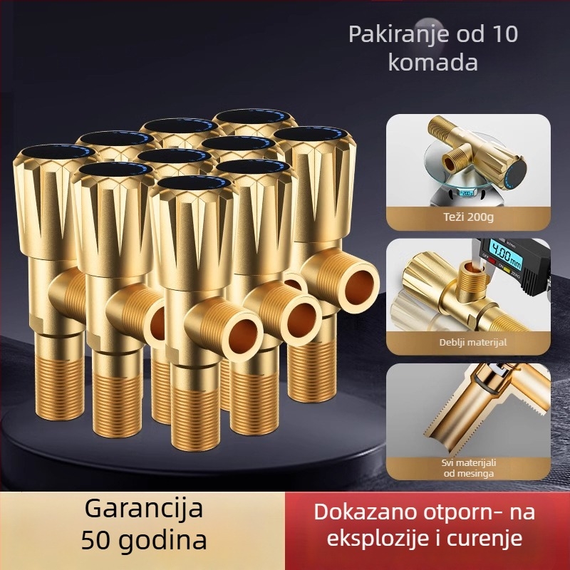 Uglovni ventil za toplu i hladnu vodu, distribucijski ventil, model 1, nehrđajući čelik, bez marke, novi kineski stil