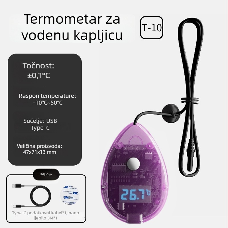 Voden termometar od PC kućišta; mjeri temperaturu vode; tip sonde za ulaz; točnost ±0,1°C