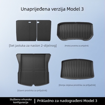 Tesla Model 3/Y prednji i stražnji tepih za prtljažnik – TPE, prilagođeno za model, bez logotipa