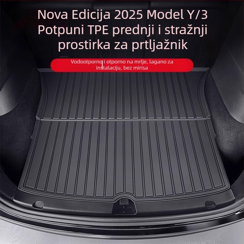 Tesla Model 3/Y prednji i stražnji tepih za prtljažnik – TPE, prilagođeno za model, bez logotipa