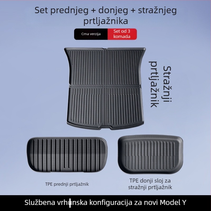 Tesla Model 3/Y prednji i stražnji tepih za prtljažnik – TPE, prilagođeno za model, bez logotipa