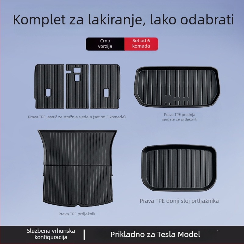 Tesla Model 3/Y prednji i stražnji tepih za prtljažnik – TPE, prilagođeno za model, bez logotipa