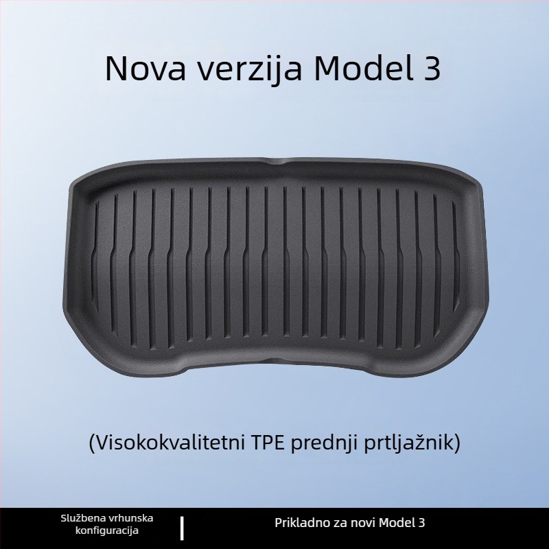 Tesla Model 3/Y prednji i stražnji tepih za prtljažnik – TPE, prilagođeno za model, bez logotipa