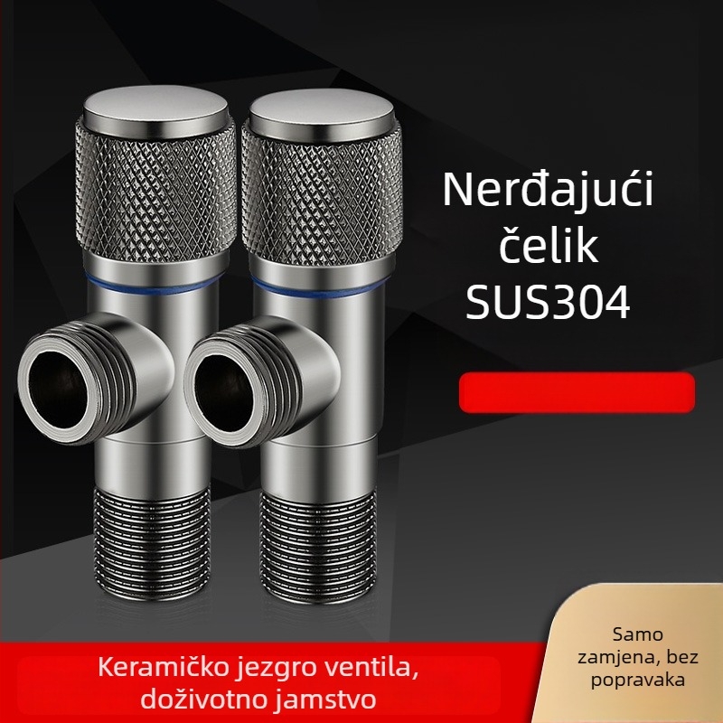 Lychee Wheel kutni ventil za toplu i hladnu vodu, 304 nehrđajući čelik, ugrađena instalacija, promjer 4 mm