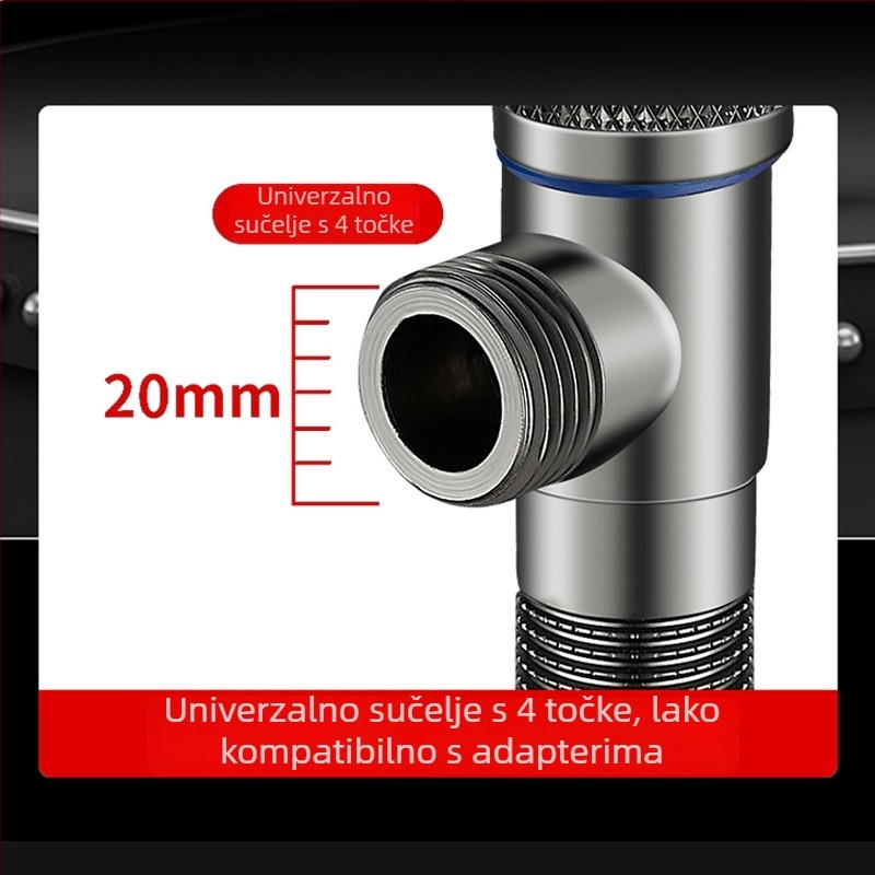 Lychee Wheel kutni ventil za toplu i hladnu vodu, 304 nehrđajući čelik, ugrađena instalacija, promjer 4 mm
