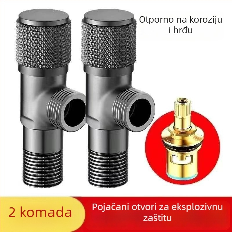 Lychee Wheel kutni ventil za toplu i hladnu vodu, 304 nehrđajući čelik, ugrađena instalacija, promjer 4 mm