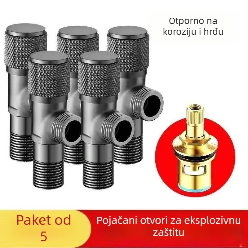 Lychee Wheel kutni ventil za toplu i hladnu vodu, 304 nehrđajući čelik, ugrađena instalacija, promjer 4 mm