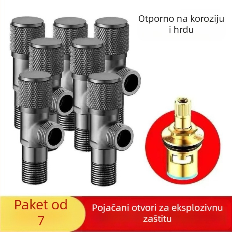 Lychee Wheel kutni ventil za toplu i hladnu vodu, 304 nehrđajući čelik, ugrađena instalacija, promjer 4 mm