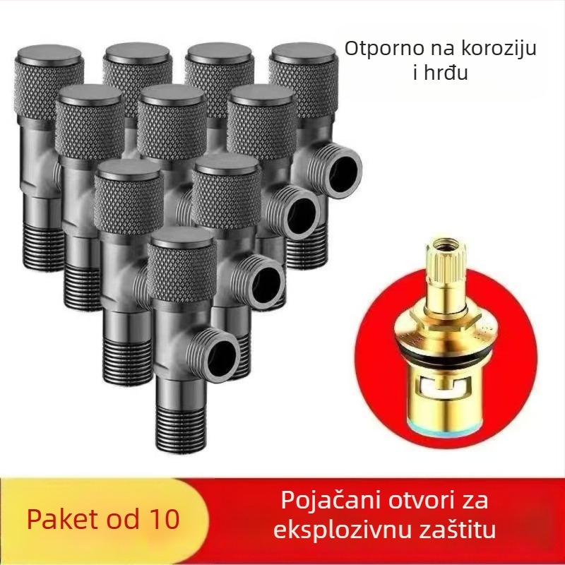 Lychee Wheel kutni ventil za toplu i hladnu vodu, 304 nehrđajući čelik, ugrađena instalacija, promjer 4 mm
