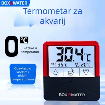Termometar za akvarij s visokopreciznim zaslonom, elektronički mjerač temperature vode za akvarij