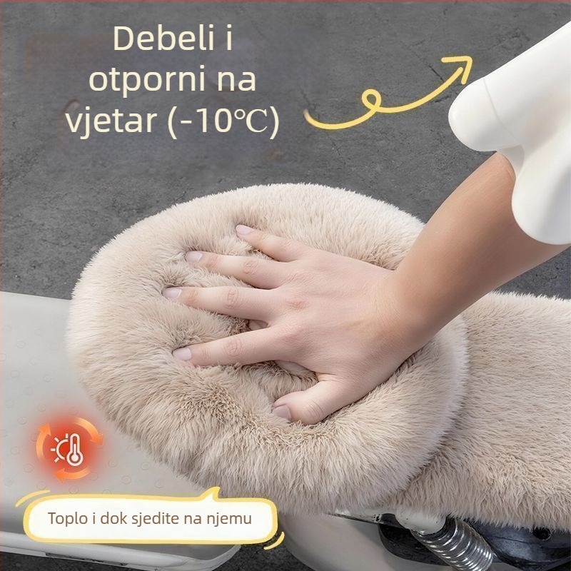 Set presvlaka za sjedalo električnog bicikla s plišanim zeca, šivanim šavovima, povećanom toplinom, punjenjem od baršuna i površinom od brušene kože — trodjelni set