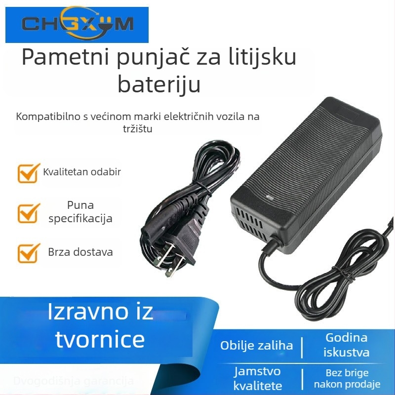 Inteligentni punjač za električni skuter 54.6V/58.8V, 2A – ulaz 100–240V AC, CE/FCC/ROHS, punjač za polimer litijevu bateriju