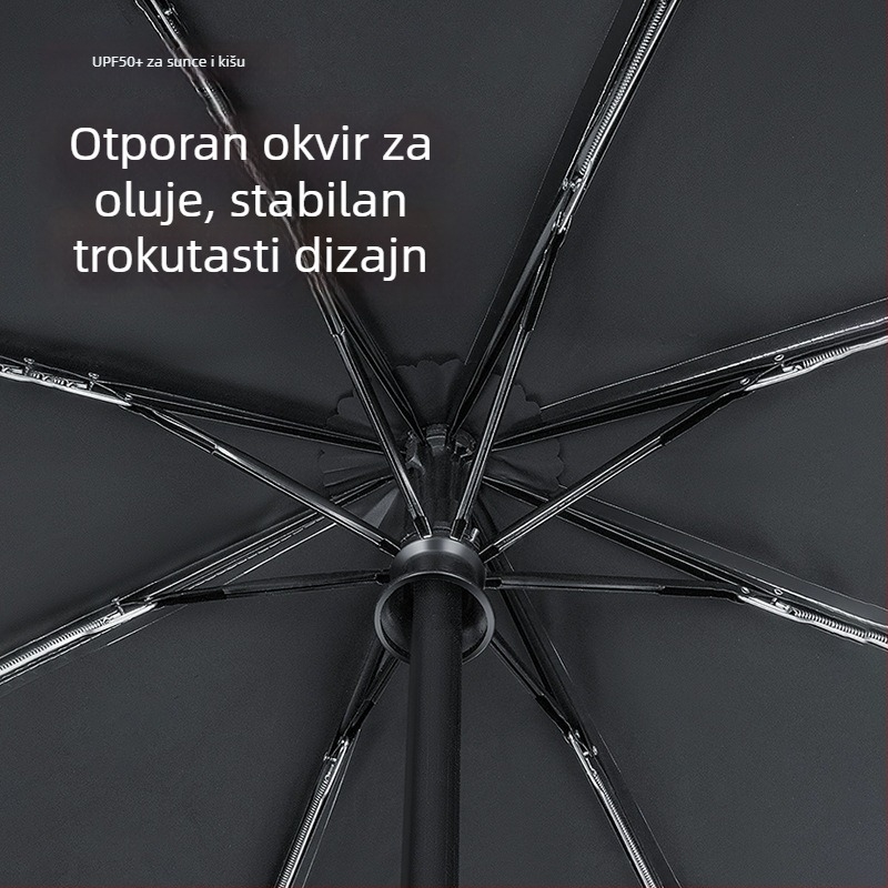 Dječji sklopivi kišobran s automatskim otvaranjem, 8 rebara, UV zaštita UPF 50+, radijus 48–53 cm