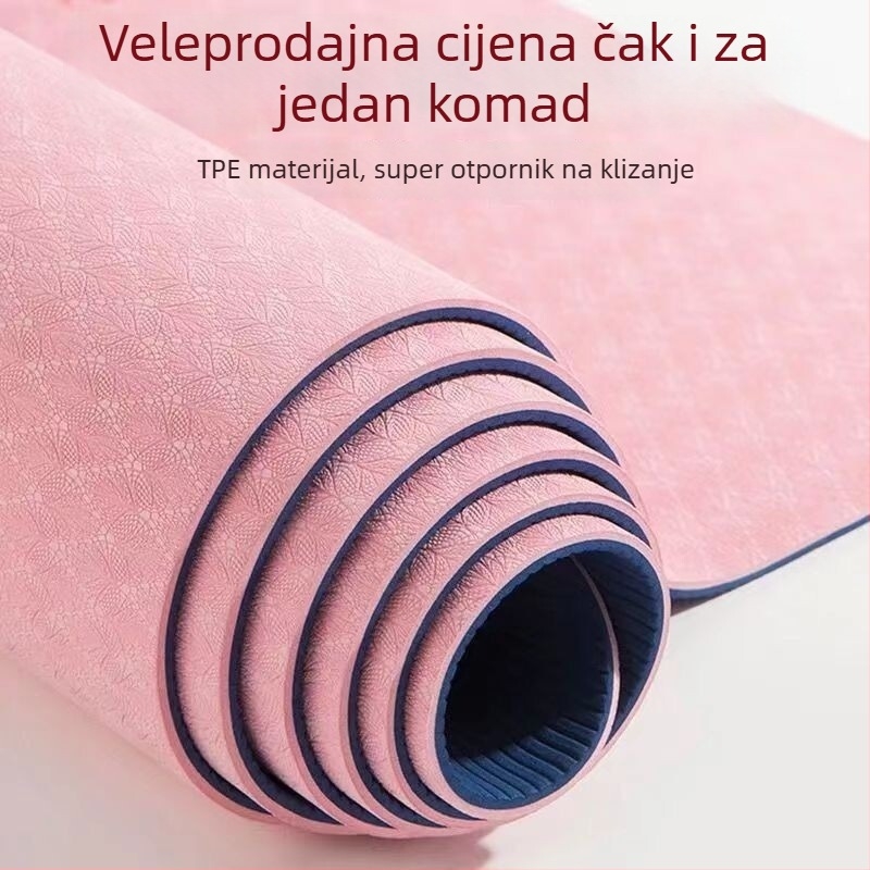 TPE joga podloga, protuklizna, dvobojna Pilates podloga, debljina 6 mm, masa 1 kg, uzorak Asane