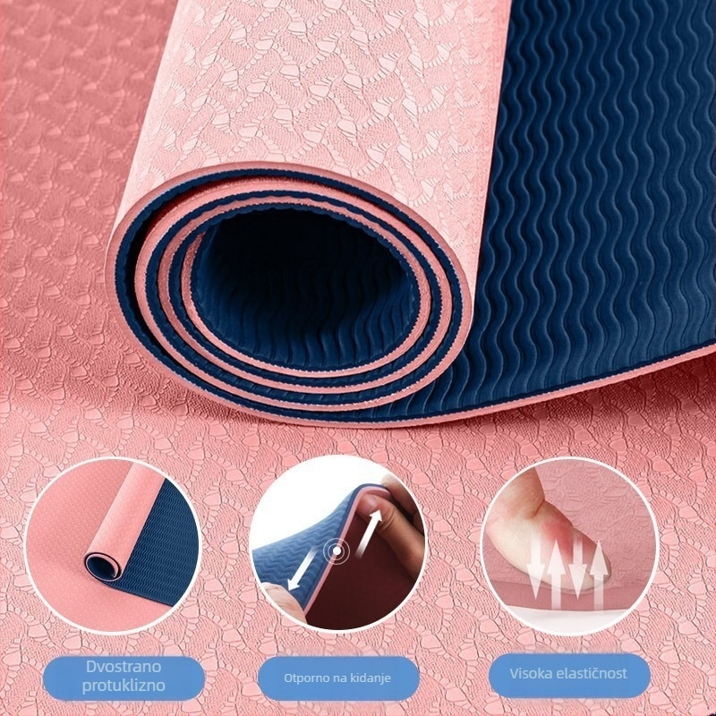 TPE joga podloga, protuklizna, dvobojna Pilates podloga, debljina 6 mm, masa 1 kg, uzorak Asane