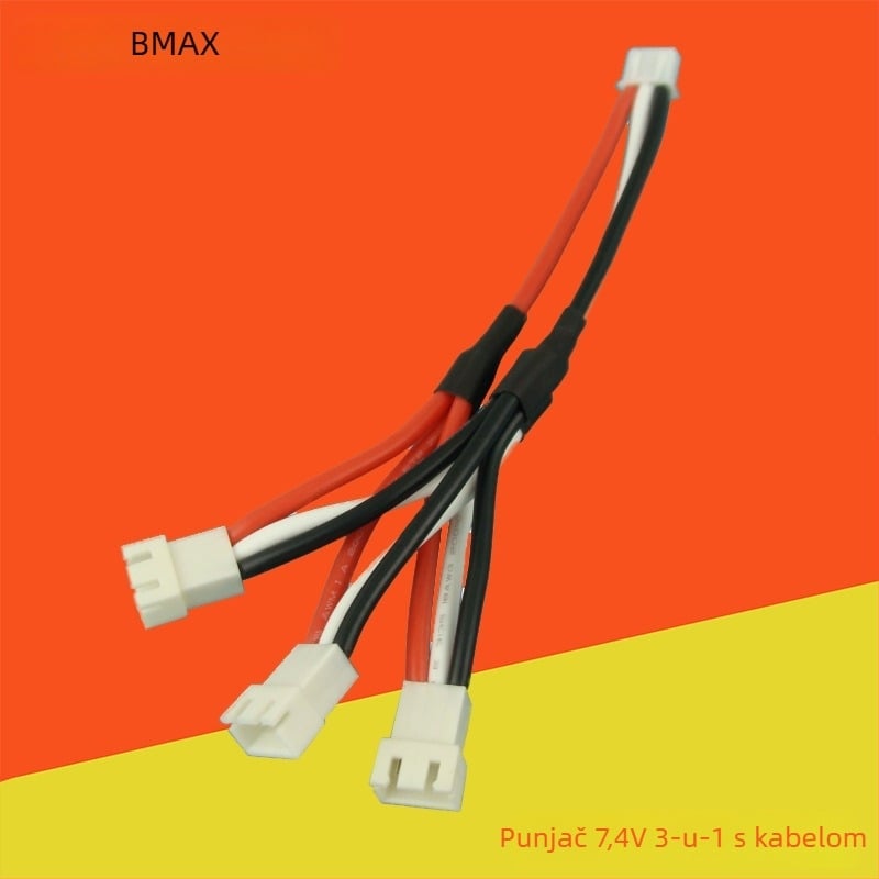 Punjač za baterije 7.4V | 1–na–3 adapter, balansni kabel s 3 pinovima, za litijske baterije, BMAX, CE certificirano