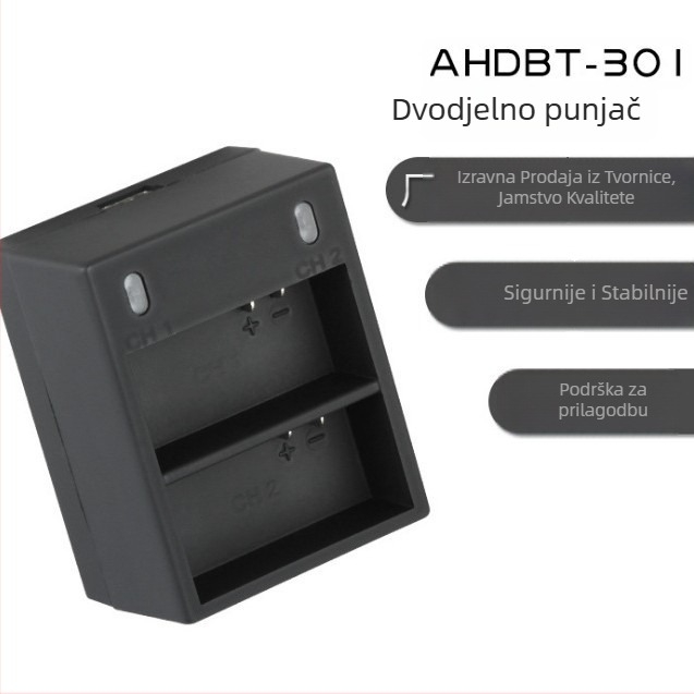 GoPro Hero3 punjač za bateriju – AHDBT-301 dvostruki USB punjač, USB sučelje