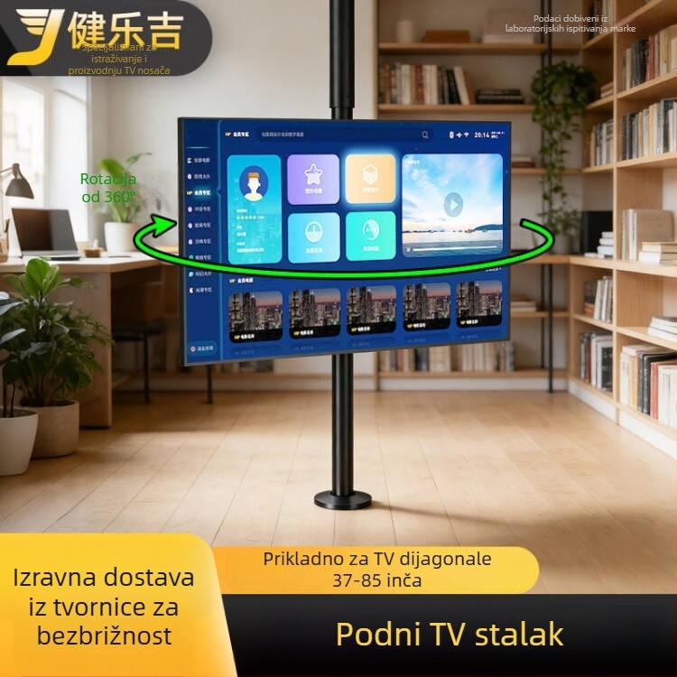Podna TV stalak s rotacijom od 360° bez bušenja
