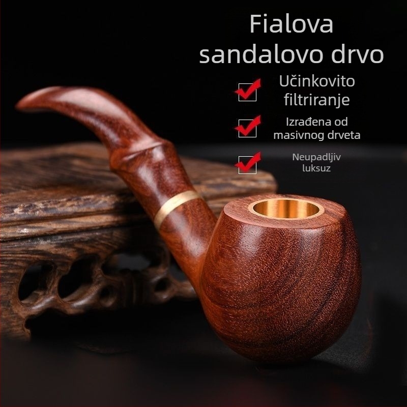 Pipa od mahagonijskog drveta, zakrivljeni klasični dizajn, s filtrom, dar starijim osobama
