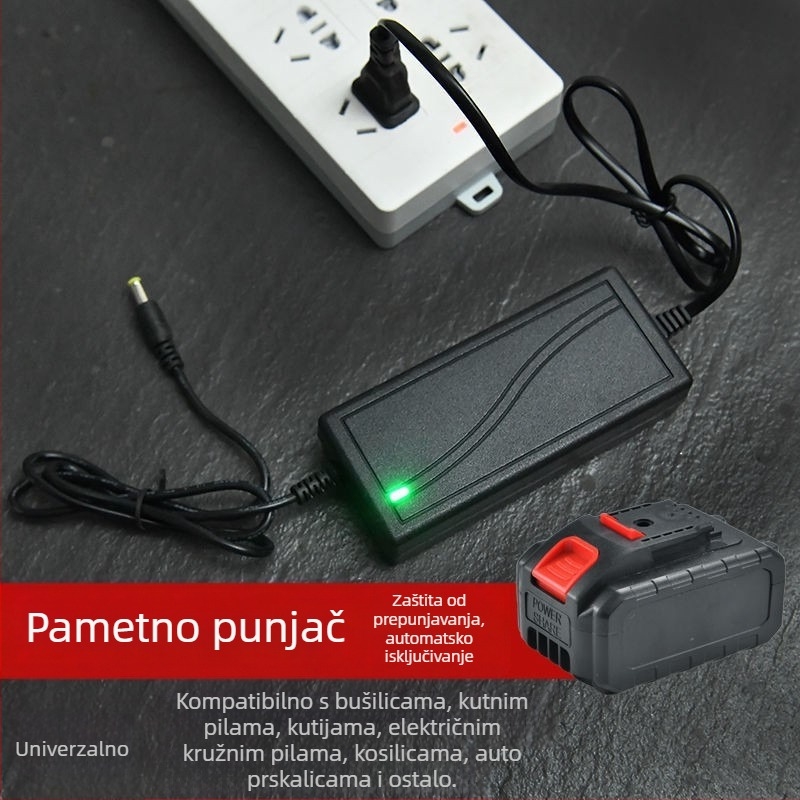 Litij-ionski baterijski punjač za električne alate — 1 utor, ulaz 220V, izlaz 21V, punjenje 1A, vrijeme punjenja 2 sata