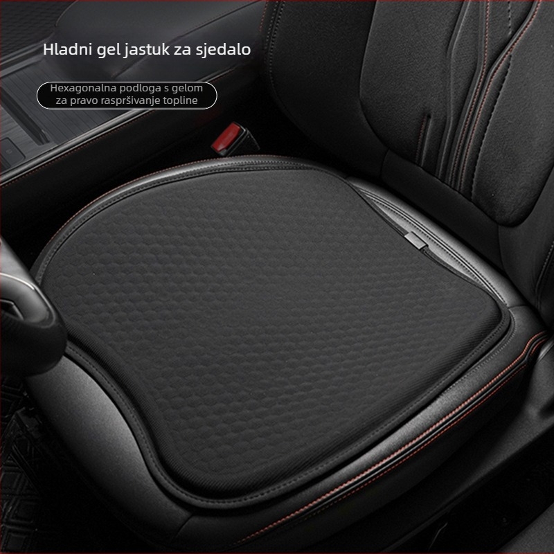 Gel jastučnica za sjedenje u automobilu - jednodijelna, prozračna, gel punjenje, Ice Silk površina, ljetno hlađenje