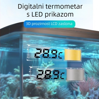 Digitalni termometar za akvarij s prozirnim LCD zaslonom, visoka preciznost mjerenja temperature