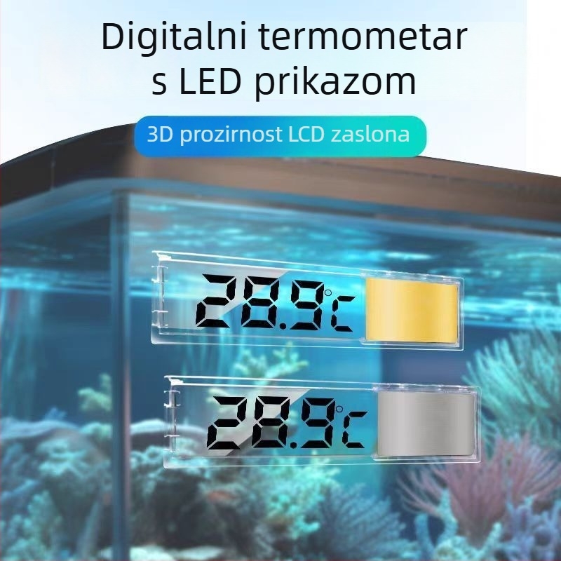 Digitalni termometar za akvarij s prozirnim LCD zaslonom, visoka preciznost mjerenja temperature