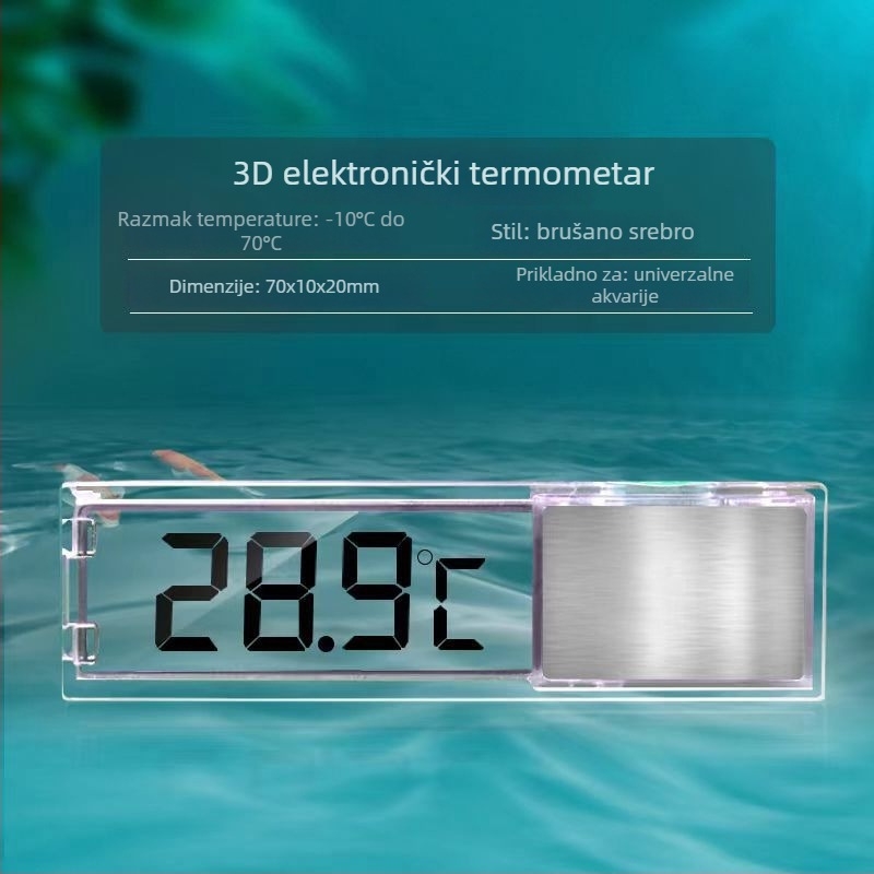 Digitalni termometar za akvarij s prozirnim LCD zaslonom, visoka preciznost mjerenja temperature