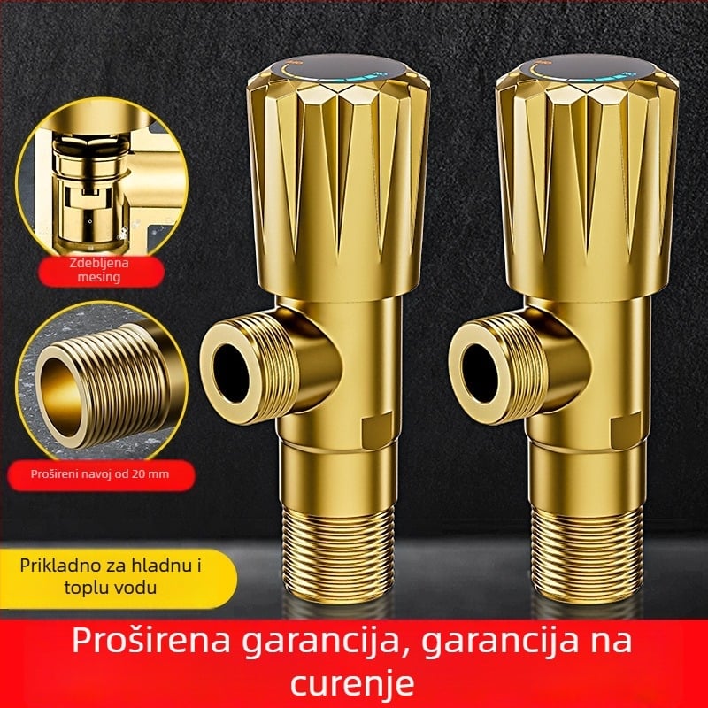 P2833 Ugradni mesingani kutni ventil s kromiranim završetkom, 4 mm ulaz, 0.8-1.2 MPa, za WC i bojler, moderni minimalistički dizajn