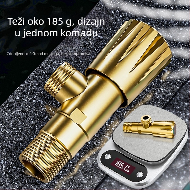 P2833 Ugradni mesingani kutni ventil s kromiranim završetkom, 4 mm ulaz, 0.8-1.2 MPa, za WC i bojler, moderni minimalistički dizajn