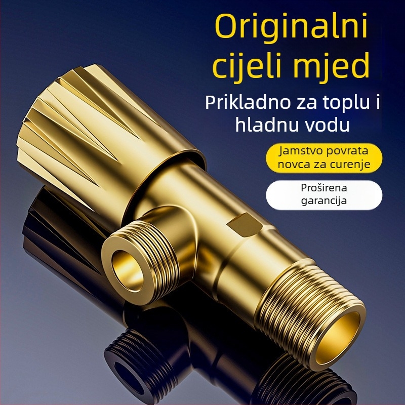 P2833 Ugradni mesingani kutni ventil s kromiranim završetkom, 4 mm ulaz, 0.8-1.2 MPa, za WC i bojler, moderni minimalistički dizajn
