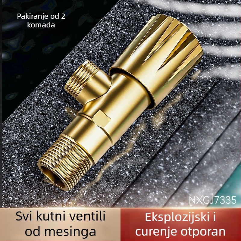 P2833 Ugradni mesingani kutni ventil s kromiranim završetkom, 4 mm ulaz, 0.8-1.2 MPa, za WC i bojler, moderni minimalistički dizajn